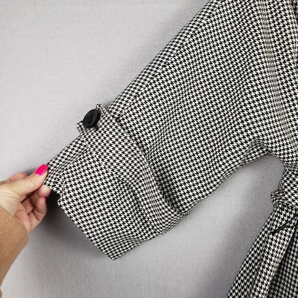 Mac & Jac‎ Size 10 Belted Houndstooth Coat Black White Preppy Classic Academia - Picture 2 of 10